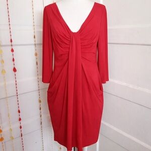 Tiana B Red Midi Dress V-Neck A-Line Size S